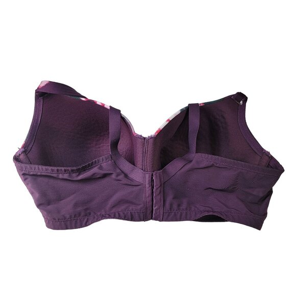 Cacique Floral Underwire Bra Purple 40DDD Adj Mesh Cooling French Full Coverage - Picture 5 of 10